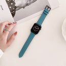 Oil Edge Bright Surface Leather Watch Band For Apple Watch Series 7 45mm / 6&SE&5&4 44mm / 3&2&1 42mm(Blue)