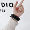 Oil Edge Bright Surface Leather Watch Band For Apple Watch Series 7 45mm / 6&SE&5&4 44mm / 3&2&1 42mm(Yellow)