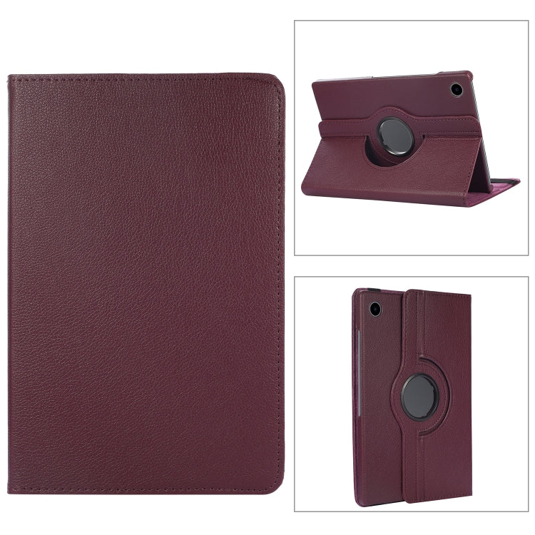 For Samsung Galaxy Tab A8 360 Degree Rotation Litchi Texture Tablet Leather Case with Holder(Purple)