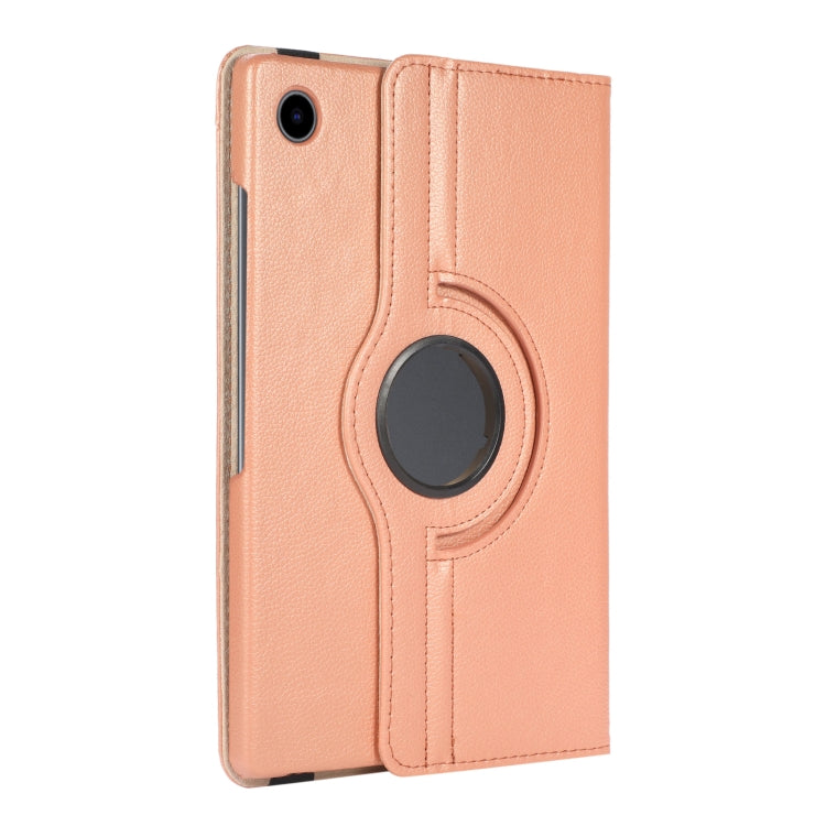 For Samsung Galaxy Tab A8 360 Degree Rotation Litchi Texture Tablet Leather Case with Holder(Rose Gold)