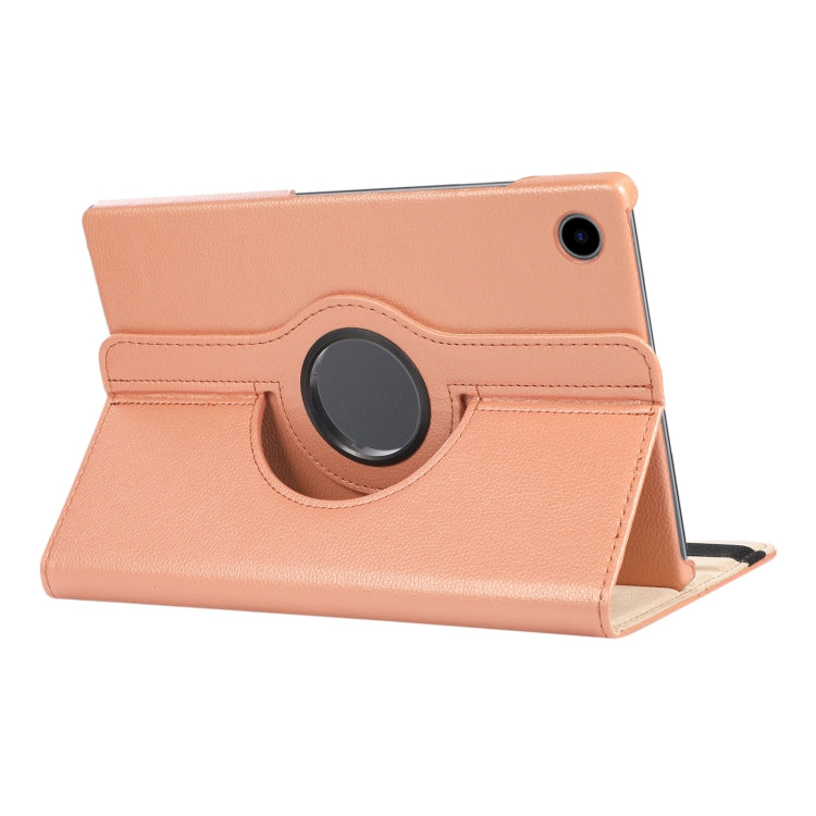 For Samsung Galaxy Tab A8 360 Degree Rotation Litchi Texture Tablet Leather Case with Holder(Rose Gold)