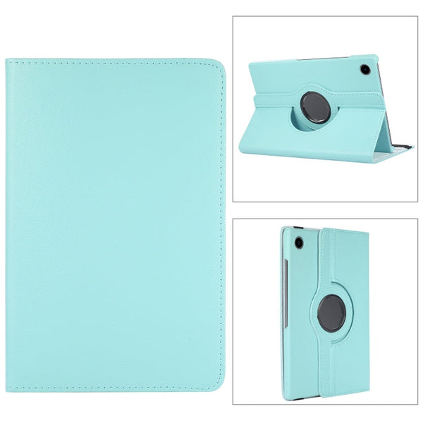 For Samsung Galaxy Tab A8 360 Degree Rotation Litchi Texture Tablet Leather Case with Holder(Sky Blue)