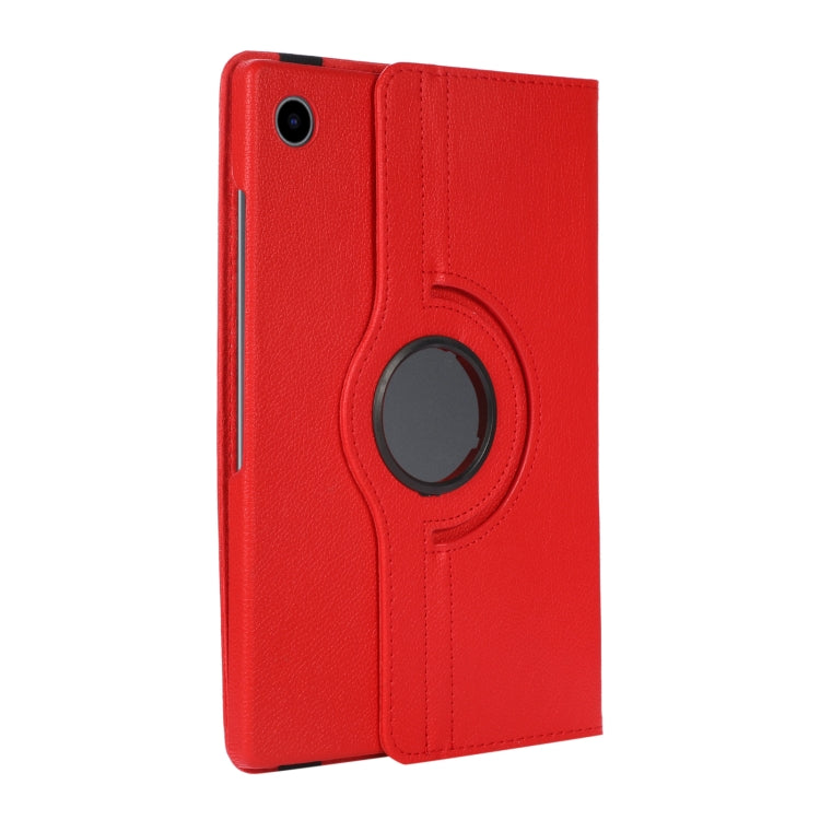For Samsung Galaxy Tab A8 360 Degree Rotation Litchi Texture Tablet Leather Case with Holder(Red)