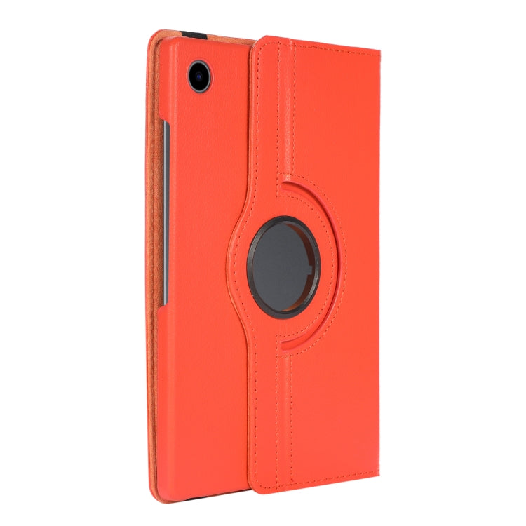 For Samsung Galaxy Tab A8 360 Degree Rotation Litchi Texture Tablet Leather Case with Holder(Orange)