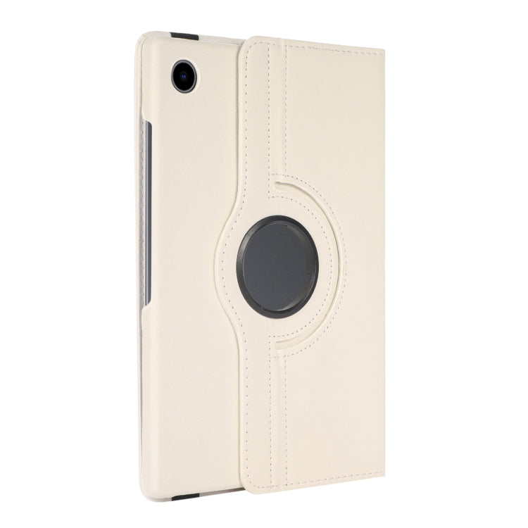 For Samsung Galaxy Tab A8 360 Degree Rotation Litchi Texture Tablet Leather Case with Holder(White)