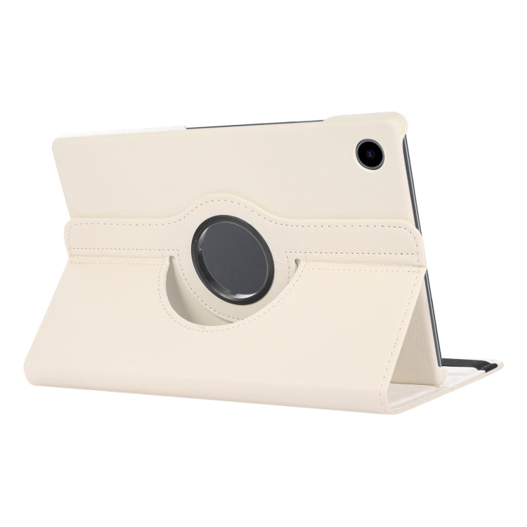 For Samsung Galaxy Tab A8 360 Degree Rotation Litchi Texture Tablet Leather Case with Holder(White)