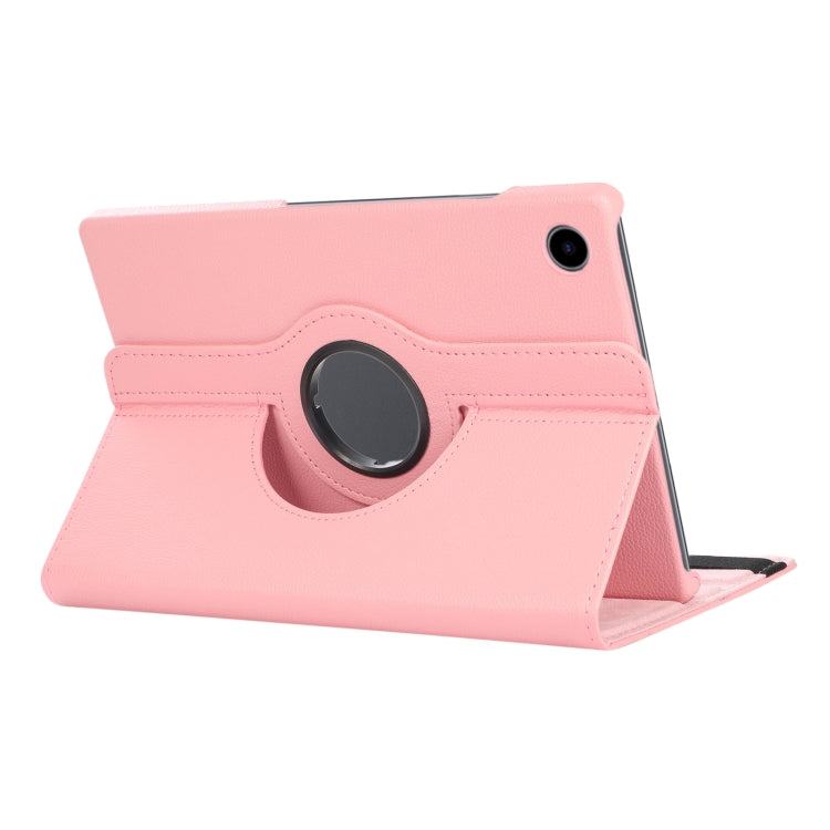 For Samsung Galaxy Tab A8 360 Degree Rotation Litchi Texture Tablet Leather Case with Holder(Pink)