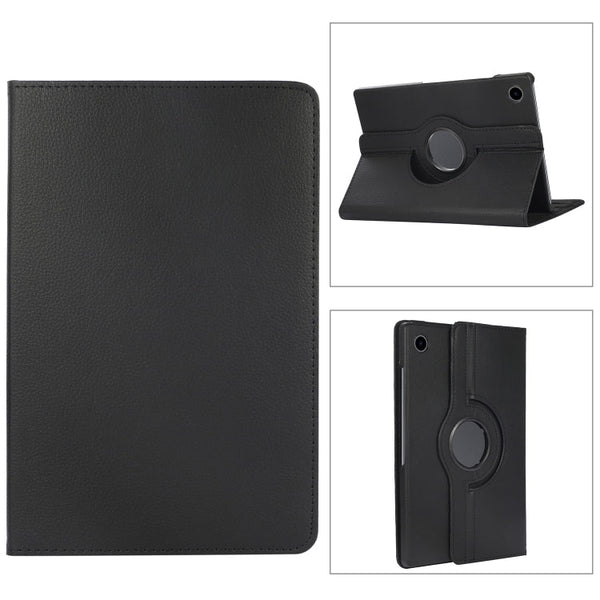 For Samsung Galaxy Tab A8 360 Degree Rotation Litchi Texture Tablet Leather Case with Holder(Black)