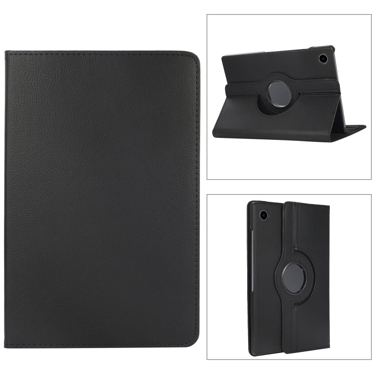 For Samsung Galaxy Tab A8 360 Degree Rotation Litchi Texture Tablet Leather Case with Holder(Black)