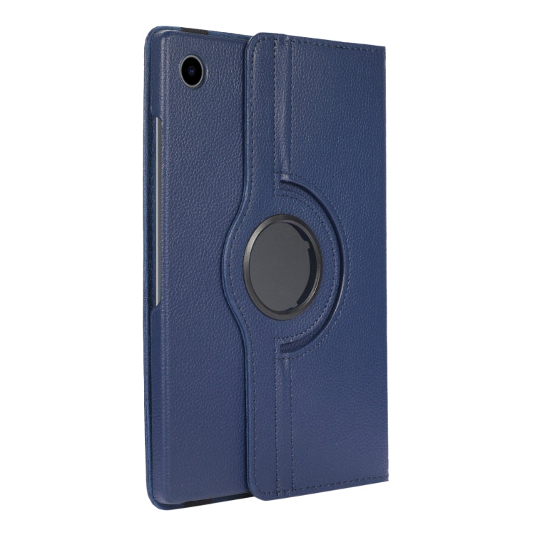 For Samsung Galaxy Tab A8 360 Degree Rotation Litchi Texture Tablet Leather Case with Holder(Dark Blue)