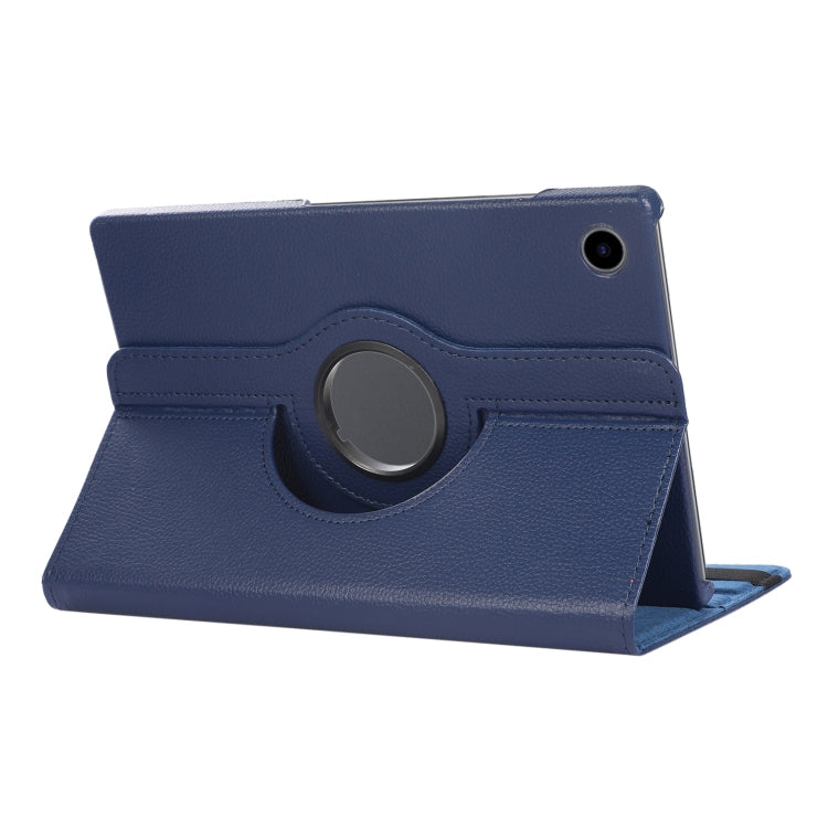 For Samsung Galaxy Tab A8 360 Degree Rotation Litchi Texture Tablet Leather Case with Holder(Dark Blue)