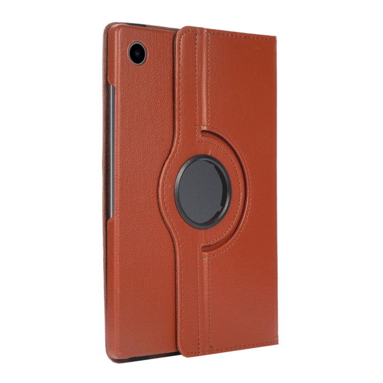 For Samsung Galaxy Tab A8 360 Degree Rotation Litchi Texture Tablet Leather Case with Holder(Brown)