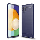 For Samsung Galaxy A03 Global Brushed Texture Carbon Fiber TPU Phone Case(Blue)