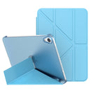 Double-sided Matte Translucent PC Deformation Tablet Leather Case with Holder & Sleep / Wake-up Function For iPad mini 6(Sky Blue)