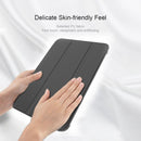 Double-sided Matte Translucent PC Tablet Leather Case with 3-folding Holder & Sleep / Wake-up Function For iPad mini 6(Dark Blue)
