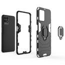 For OPPO Realme 8i Shockproof PC + TPU Phone Case with Magnetic Ring Holder(Black)
