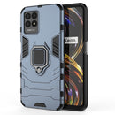 For OPPO Realme 8i Shockproof PC + TPU Phone Case with Magnetic Ring Holder(Navy Blue)