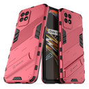 For OPPO Realme 8i Punk Armor 2 in 1 PC + TPU Shockproof Phone Case with Invisible Holder(Light Red)