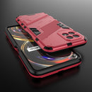 For OPPO Realme 8i Punk Armor 2 in 1 PC + TPU Shockproof Phone Case with Invisible Holder(Light Red)