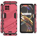 For OPPO Realme 8i Punk Armor 2 in 1 PC + TPU Shockproof Phone Case with Invisible Holder(Light Red)