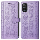 For Doogee N40 Pro Cat and Dog Embossed Horizontal Flip Phone Leather Case with Holder & Card Slot & Wallet & Lanyard(Purple)