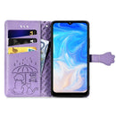 For Doogee N40 Pro Cat and Dog Embossed Horizontal Flip Phone Leather Case with Holder & Card Slot & Wallet & Lanyard(Purple)