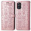 For Doogee N40 Pro Cat and Dog Embossed Horizontal Flip Phone Leather Case with Holder & Card Slot & Wallet & Lanyard(Rose Gold)