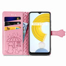 For OPPO Realme C21Y Cat and Dog Embossed Horizontal Flip Phone Leather Case with Holder & Card Slot & Wallet & Lanyard(Pink)