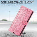 For OPPO Realme C21Y Cat and Dog Embossed Horizontal Flip Phone Leather Case with Holder & Card Slot & Wallet & Lanyard(Pink)