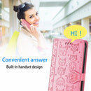 For OPPO Realme C21Y Cat and Dog Embossed Horizontal Flip Phone Leather Case with Holder & Card Slot & Wallet & Lanyard(Pink)