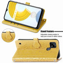For OPPO Realme C21Y Cat and Dog Embossed Horizontal Flip Phone Leather Case with Holder & Card Slot & Wallet & Lanyard(Yellow)