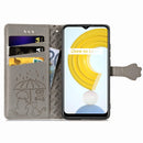 For OPPO Realme C21Y Cat and Dog Embossed Horizontal Flip Phone Leather Case with Holder & Card Slot & Wallet & Lanyard(Grey)
