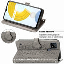 For OPPO Realme C21Y Cat and Dog Embossed Horizontal Flip Phone Leather Case with Holder & Card Slot & Wallet & Lanyard(Grey)