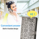 For OPPO Realme C21Y Cat and Dog Embossed Horizontal Flip Phone Leather Case with Holder & Card Slot & Wallet & Lanyard(Grey)