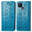 For OPPO Realme C21Y Cat and Dog Embossed Horizontal Flip Phone Leather Case with Holder & Card Slot & Wallet & Lanyard(Blue)