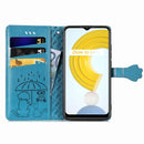 For OPPO Realme C21Y Cat and Dog Embossed Horizontal Flip Phone Leather Case with Holder & Card Slot & Wallet & Lanyard(Blue)