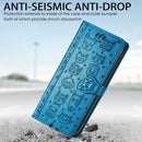 For OPPO Realme C21Y Cat and Dog Embossed Horizontal Flip Phone Leather Case with Holder & Card Slot & Wallet & Lanyard(Blue)