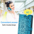 For OPPO Realme C21Y Cat and Dog Embossed Horizontal Flip Phone Leather Case with Holder & Card Slot & Wallet & Lanyard(Blue)