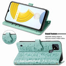 For OPPO Realme C21Y Cat and Dog Embossed Horizontal Flip Phone Leather Case with Holder & Card Slot & Wallet & Lanyard(Green)