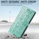 For OPPO Realme C21Y Cat and Dog Embossed Horizontal Flip Phone Leather Case with Holder & Card Slot & Wallet & Lanyard(Green)
