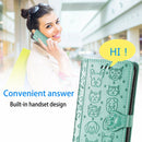 For OPPO Realme C21Y Cat and Dog Embossed Horizontal Flip Phone Leather Case with Holder & Card Slot & Wallet & Lanyard(Green)