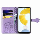 For OPPO Realme C21Y Cat and Dog Embossed Horizontal Flip Phone Leather Case with Holder & Card Slot & Wallet & Lanyard(Purple)