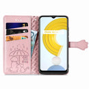 For OPPO Realme C21Y Cat and Dog Embossed Horizontal Flip Phone Leather Case with Holder & Card Slot & Wallet & Lanyard(Rose Gold)