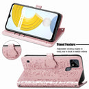 For OPPO Realme C21Y Cat and Dog Embossed Horizontal Flip Phone Leather Case with Holder & Card Slot & Wallet & Lanyard(Rose Gold)