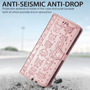For OPPO Realme C21Y Cat and Dog Embossed Horizontal Flip Phone Leather Case with Holder & Card Slot & Wallet & Lanyard(Rose Gold)