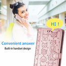 For OPPO Realme C21Y Cat and Dog Embossed Horizontal Flip Phone Leather Case with Holder & Card Slot & Wallet & Lanyard(Rose Gold)