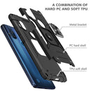 For Motorola One Hyper Magnetic Armor Shockproof TPU + PC Phone Case with Metal Ring Holder(Black)