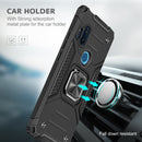 For Motorola One Hyper Magnetic Armor Shockproof TPU + PC Phone Case with Metal Ring Holder(Black)