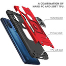 For Motorola One Hyper Magnetic Armor Shockproof TPU + PC Phone Case with Metal Ring Holder(Red)