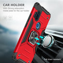 For Motorola One Hyper Magnetic Armor Shockproof TPU + PC Phone Case with Metal Ring Holder(Red)